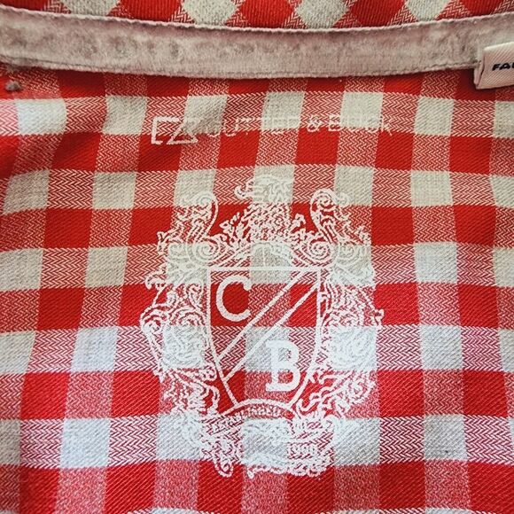Cutter & Buck red tan check plaid long sleeve button front cotton shirt mens XL - Picture 4 of 7